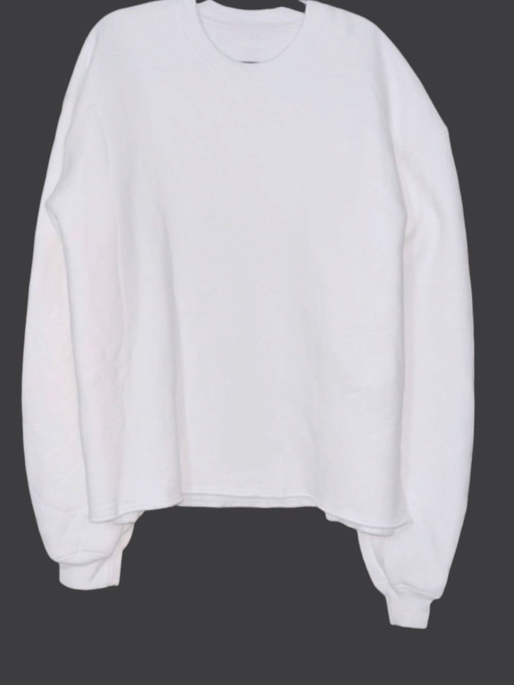 MADHAPPY Solid White Oversized Crewneck Sweatshirt w Raw Hem 100% COTTON Unisex